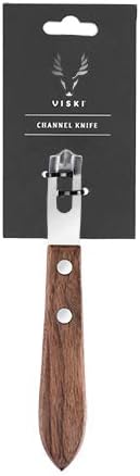 Viski Channel Knife, Citrus Zester and Orange Peeler Tool, Walnut Wood and Stainless Steel Bar Tool for Cocktail Garnishes, Perfect for Home Bars, Craft Cocktails and Bartender Gifts, Set of 1