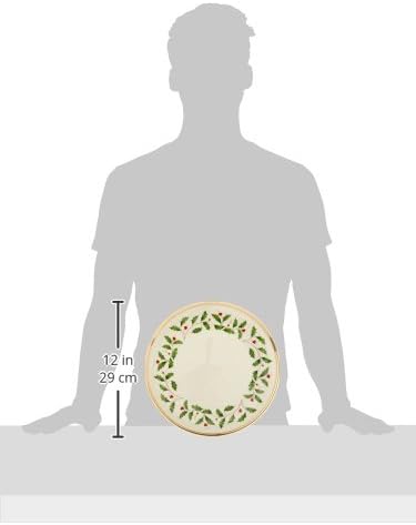 Lenox Holiday 6-Piece Dinner Plates Dinnerware Set, Service For 6, Porcelain, Dishwasher Safe, Round Plates Set, Holiday Red & Green, Perfect for Gatherings, Christmas Dinnerware (Ivory, 6 Piece)