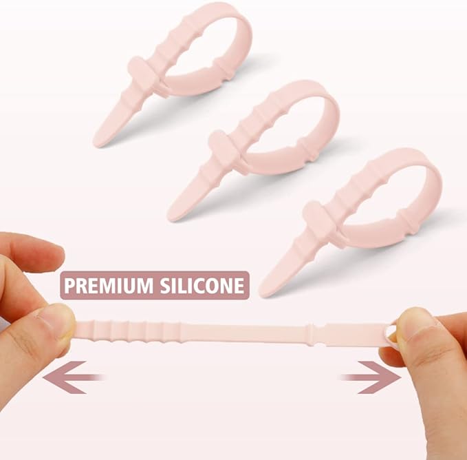 Silicone Zip Ties,Reusable Zip Ties,Everyday Essentials,Travel Must Haves,20pcs Rubber Cable Ties Straps,Elastic Fastening Cord Ties, Cord Organizer for Camping, Pink Cable Straps 4.5inch