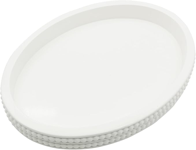 Carah & Cossh Oval Wooden Tray, Modern Decorative Tray 16''x12'', Oval Farmhouse Rustic Serving Tray, Table Centre Tray, Perfect for Storage and Display (White)