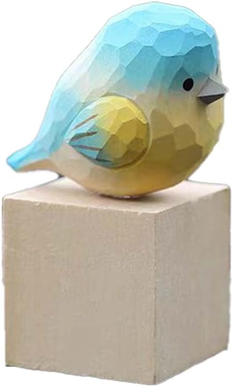 Bird Figurines Small Bird Figurines Home Decor Hand Carved Painted Wooden Statues for Home Decor, Gift for Bird Lovers,Housewarming, Birthday, Christmas (Blue)
