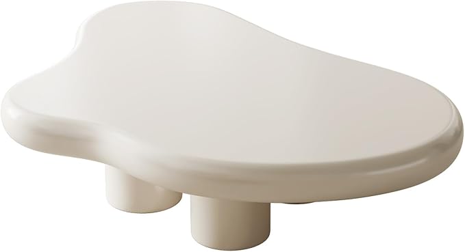 Cloud Coffee Table with 4 Legs for Living Room,Center Table,Low Table,Cream End Table,Round Corner Sofa Table (White, 35”)