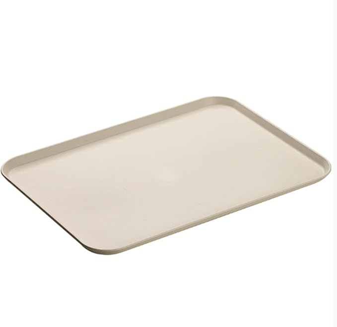 Cafe Fast Food Cafeteria Tray, FoodService Products, Eco-Friendly Wheat Straw & PP Plastic Tray - 17" X 12" X 0.6", Non-Slip Surface for Kitchen, Office - Beige