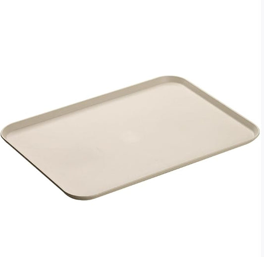 Cafe Fast Food Cafeteria Tray, FoodService Products, Eco-Friendly Wheat Straw & PP Plastic Tray - 17" X 12" X 0.6", Non-Slip Surface for Kitchen, Office - Beige