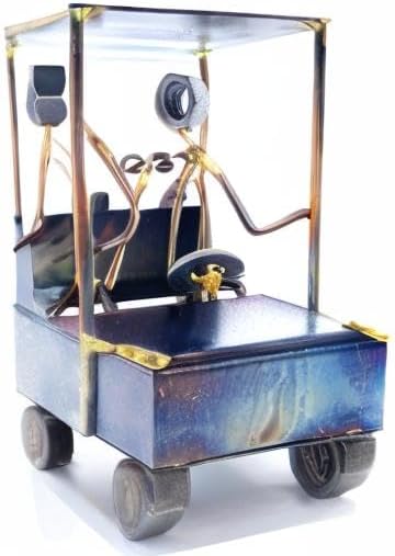 Golf Cart with 2 Golfers Collectible Handmade Metal Art Figurine, Desk Accessories, Trophy, Boss Gift, Office Décor, Business Professional, Golfing