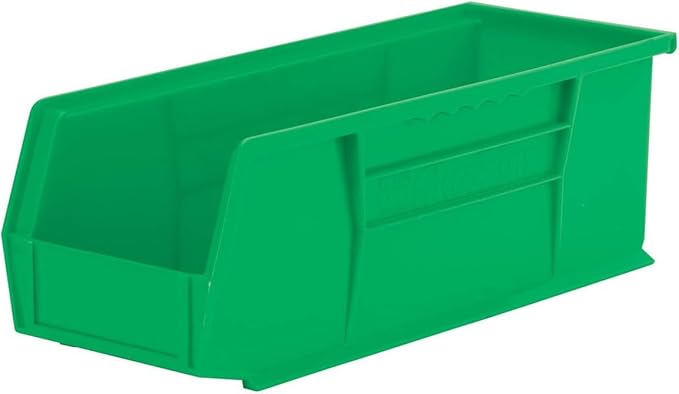 Akro-Mils 30234 AkroBins Plastic Storage Bins, Space-Saving Stackable Bins for Garage, Pantry, Craft Organization, 15" x 5" x 5", Green, 12-Pack