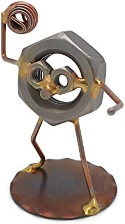 Football Nut Collectible Handmade Metal Art Figurine, Desk Accessories, Trophy, Boss Gift, Home Office Décor