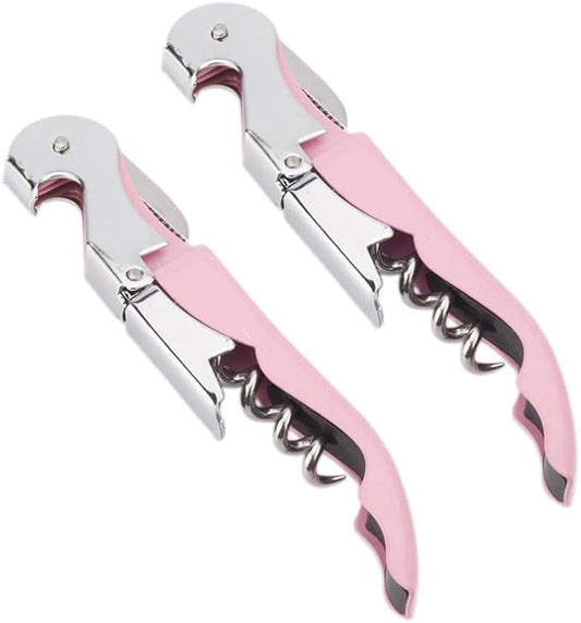 Waiter Corkscrew Professional Wine Opener with Foil Cutter,Manual Wine Bottle Opener for Servers, Bartenders and Waiter (2, Pink)