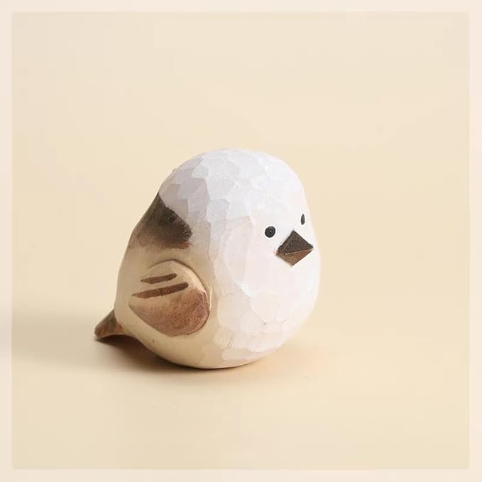 Bird Figurines Small Bird Figurines Home Decor Hand Carved Painted Wooden Statues for Home Decor, Gift for Bird Lovers,Housewarming, Birthday, Christmas (White)