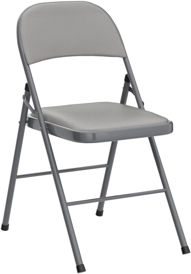 Karl home 4 Pack Grey Folding Chairs with Padded Seats for Outdoor & Indoor, Portable Stackable Commercial Seat with Steel Frame for Events Office Wedding Party, 330lbs Capacity