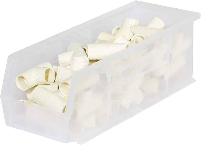 Akro-Mils 30234 AkroBins Plastic Storage Bins, Space-Saving Stackable Bins for Garage, Pantry, Craft Organization, 15" x 5" x 5", Clear, 12-Pack
