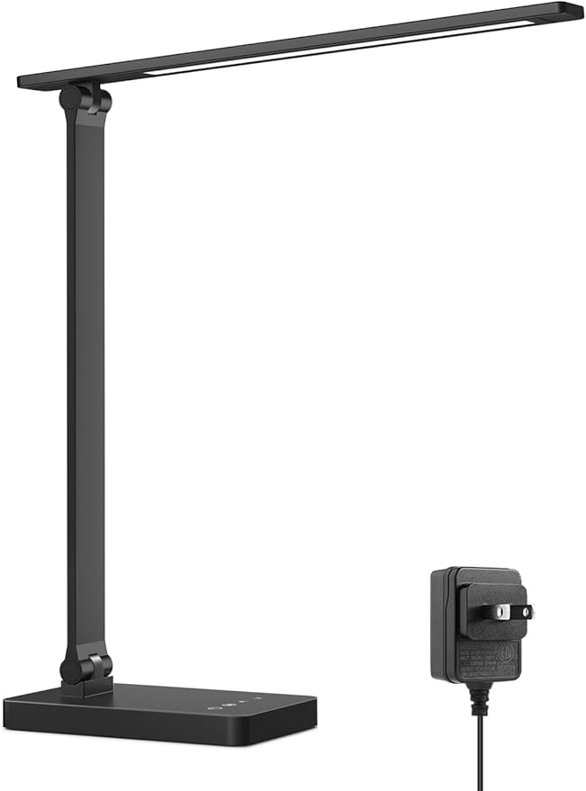Lepro LED Desk Lamp for Home Office, 9.5W 750LM Metal Touch Control Desk Light, 5 Color Modes 5 Brightness Level, Eye Caring Task Lamp For Reading, Sewing, Crafts, School Supplies, Puzzle Light, Black