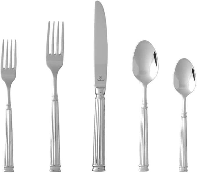 FORTESSA Doria 18/10 Stainless Steel Flatware, 20 Piece Place Setting With Table Knives, Forks and Spoons (Service For 4), Dishwasher Safe, Polished