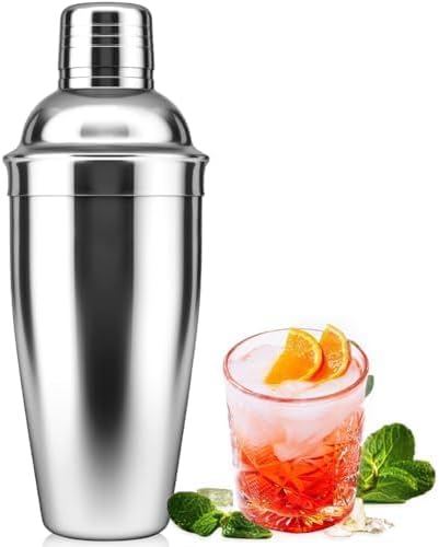 Cocktail Shaker,Drink Mixer with Built-in Strainer for Mixing Drinks Margaritas,Beginner Friendly Mixer Bar Utensil Tool (Sliver-01)