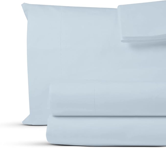 100% Egyptian Cotton King Sheet Set 1000 Thread Count Sky Blue Luxury Hotel Soft and Smooth King Size Bed Sheets Set 16" Deep Pocket Extra Long Staple Cotton Sateen Weave Bedding - 4 Piece