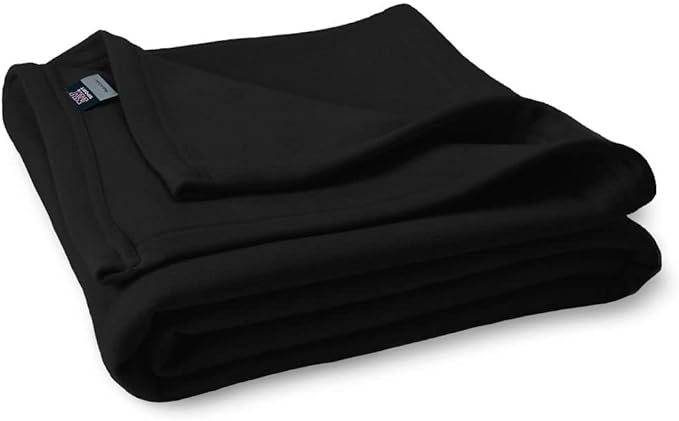 MV Sport Lightweight Sweatshirt Blanket Throw – Warm & Cozy, Breathable Oversized Fleece Knit, Couch, Bed, Travel, Cold Nights, and Outdoors – Soft Light Weight Blanket 54" x 84" Black