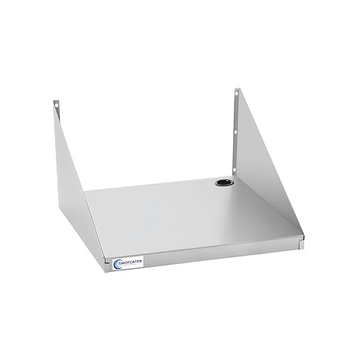 Stainless Steel Microwave Shelf, 15"x20" 180 lb Heavy Duty Metal Appliance Wall Mount Floating Shelving, Commercial Microwave Rack for Kitchen, Restaurant and Hotel