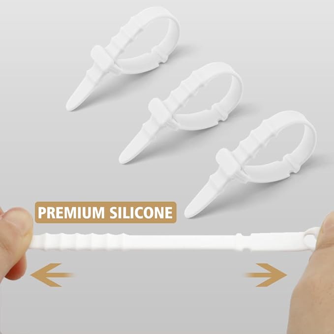 Silicone Zip Ties, Reusable Zip Ties, 20pcs Rubber Cable Ties Straps,Cable Management,Travel Essentials Elastic Fastening Cord Ties Cord Organizer for Office,White Cable Straps 4.5inch (20Pcs White)