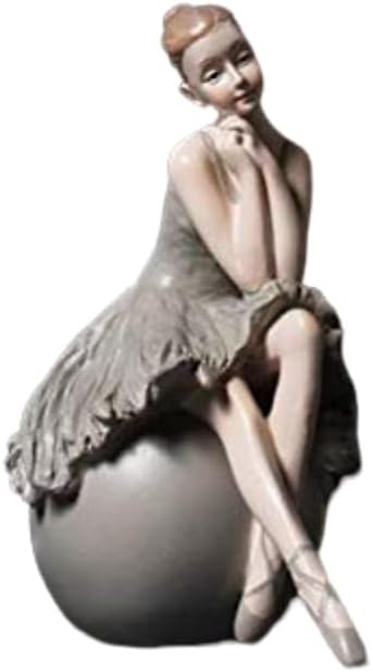 PINK FOREST Ballerina Girl Figurines Ballet Dancer Statue Art Sculpture Figure Resin Home Decoration Desk Ornament, Statuette for Your Desk/Bookshelf/Dinning Table (Grey)
