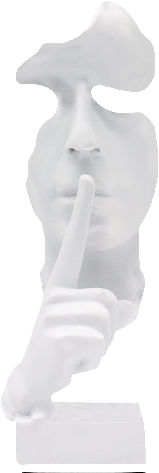 aboxoo Silence is Gold Thinker Statue, Modern and Simple Resin Things, Creative Abstract Figurine Sculptures for Entrance, Creative Room Home, Office Study, Piano Decor (White)