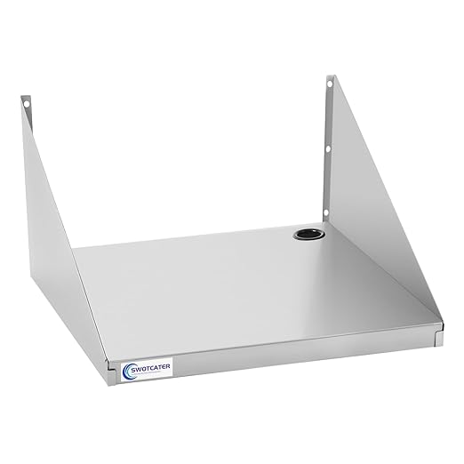 Stainless Steel Microwave Shelf, 18"x24" 200 lb Heavy Duty Metal Appliance Wall Mount Floating Shelving, Commercial Microwave Rack for Kitchen, Restaurant and Hotel