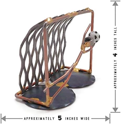 Soccer Goalie Net with Man Collectible Handmade Metal Art Figurine, Desk Accessories, Trophy, Boss Gift, Office Décor, Business Professional, Sports