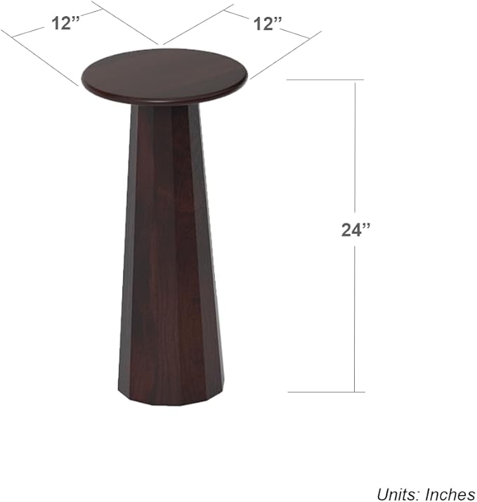 Relso Enteka Solid Mango Wood End Table – 24" Tall Accent Side Table with Walnut Finish | Handcrafted Coffee Table, No Assembly Required | Perfect for Modern Living Rooms, Farmhouses, Small Spaces