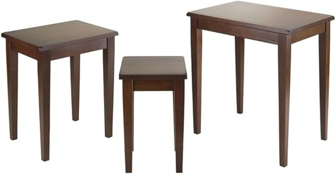 Pemberly Row 3-Piece Transitional Solid Wood Nesting Tables in Antique Walnut