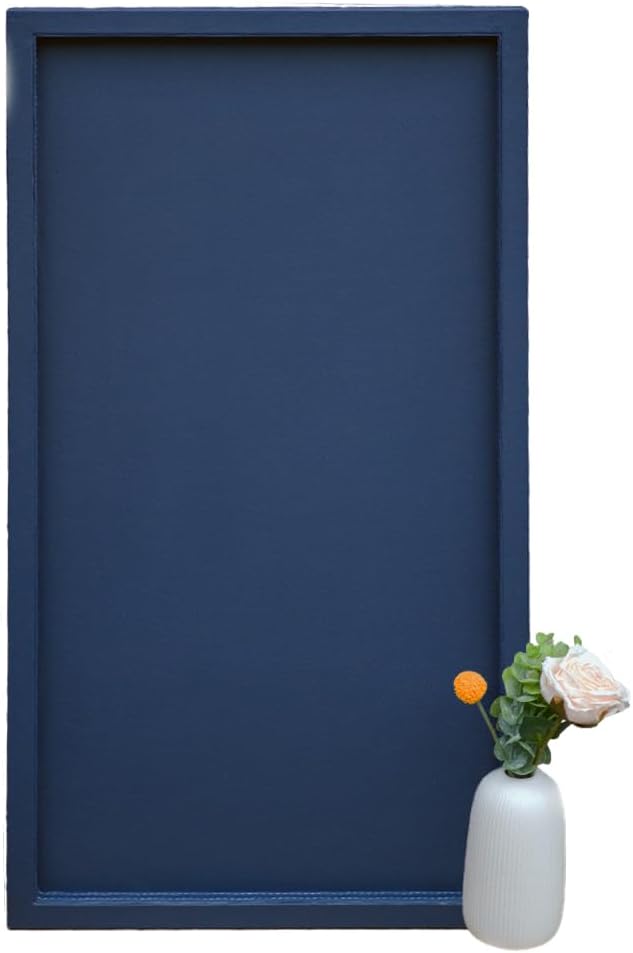 30 * 16 Inch Rectangular Ottoman Tray | Textured PU Leather, Waterproof & Heat-Resistant Storage for Coffee/Dining Tables, Sofa, Bed, Entertainment & Party (Navy Blue, 30 * 16in)