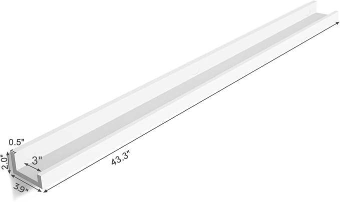 SONGMICS Floating Shelf, Wall Shelf Ledge 3.9 x 43.3 Inches with Front Edge, for Picture Frames, Books, Spice Jars, Living Room, Bathroom, Kitchen, Easy Assembly, White ULWS46WT