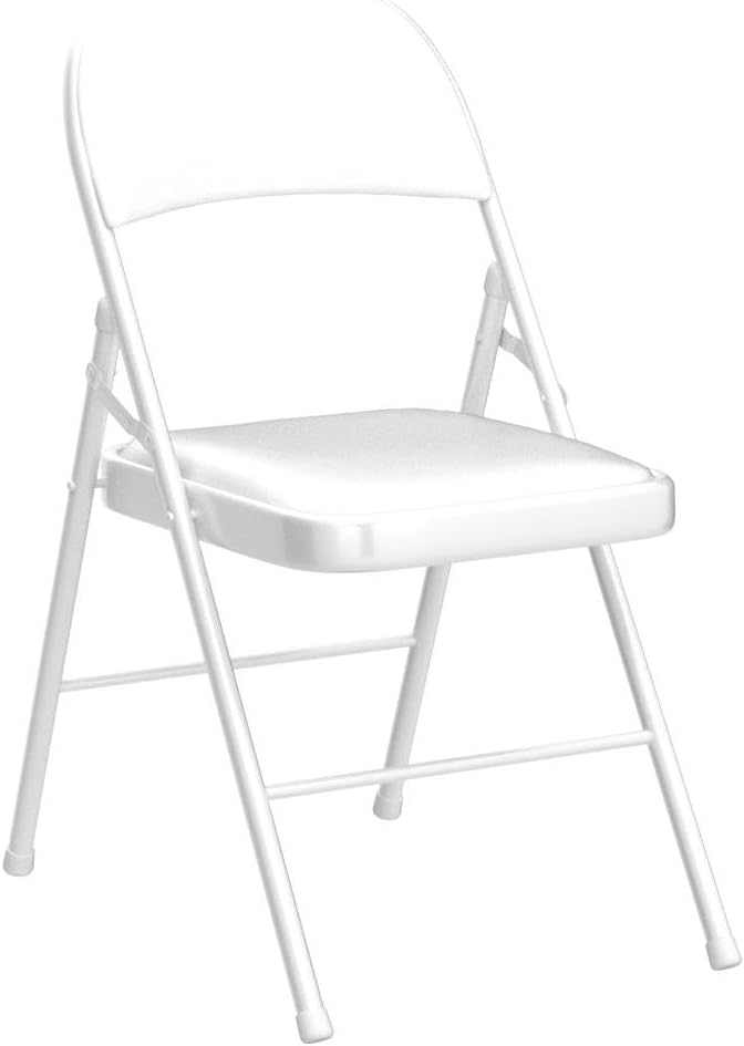 Karl home 6 Pack White Folding Chairs with Padded Seats for Outdoor & Indoor, Portable Stackable Commercial Seat with Steel Frame for Events Office Wedding Party, 330lbs Capacity