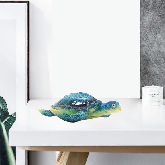6-Inch Resin Sea Turtle Figurine - Handcrafted Marine Life Sculpture, Blue Baby Turtle Decor for Feng Shui Luck, Anxiety Relief & Home Table Centerpiece