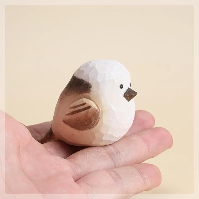 Bird Figurines Small Bird Figurines Home Decor Hand Carved Painted Wooden Statues for Home Decor, Gift for Bird Lovers,Housewarming, Birthday, Christmas (White)