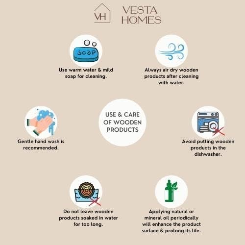 Vesta Homes Vesta Homes Teak Wood Serving Tray for Home,Kitchen,Restaurant,Office Organizer,Dining Table, Premium Wooden Trays, 18" x 12", Extra Large, Handmade In India (Brown)(Extra Large)