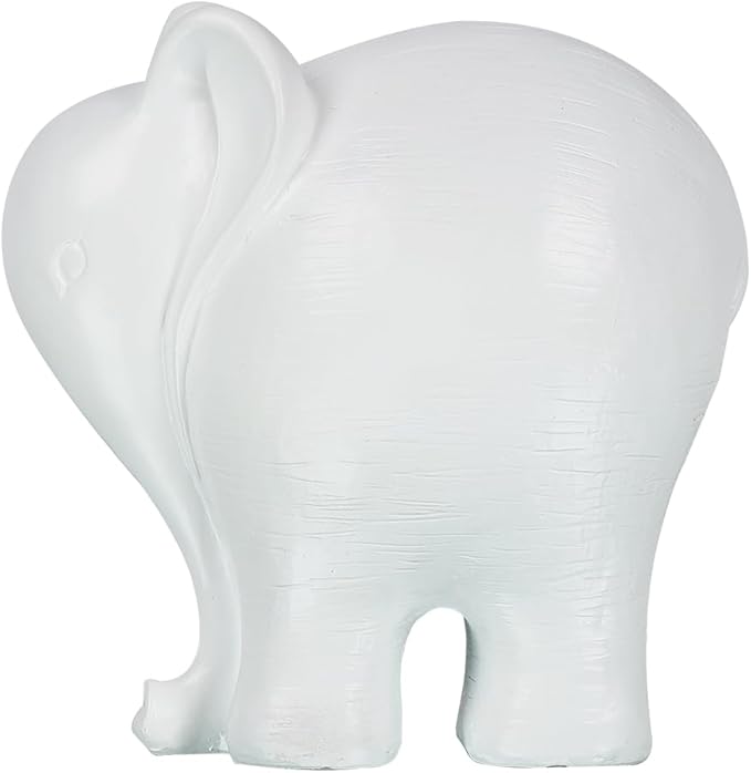 Modern Elephant Sculpture Office Desk Ornament/Bookshelf Decor/Living Room Centerpiece Minimalist Resin Home Decor (White)