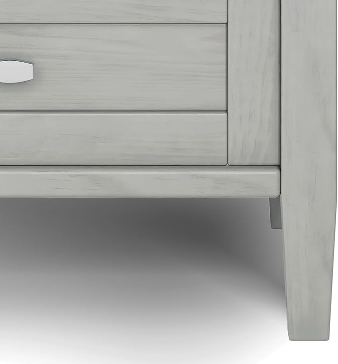 SIMPLIHOME Warm Shaker SOLID WOOD 20 Inch Wide Rectangle Transitional End Side Table in Fog Grey, For the Living Room and Bedroom