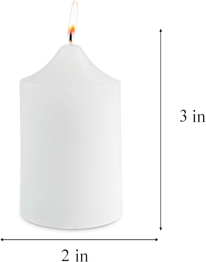 Super Z Outlet Unscented Pillar Candles for Weddings, Home Decoration, Relaxation, Spa, Smokeless Cotton Wick (6, White, 2"x3")
