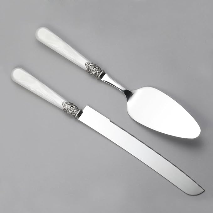 REVERIE Collection 18/10 Stainless Steel Vintage Flatware set,Sliverware set,Dishwasher safe (45, Pearl White)