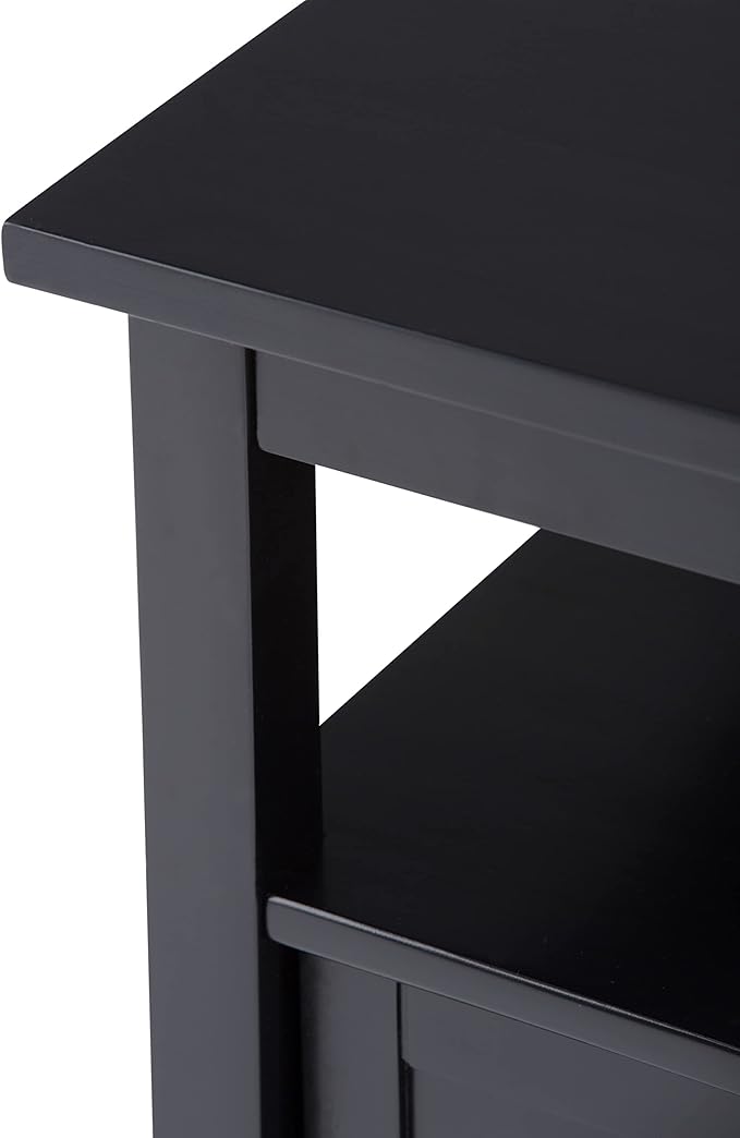SIMPLIHOME Warm Shaker SOLID WOOD 20 inch Wide Rectangle Transitional End Side Table in Black for the Living Room and Bedroom