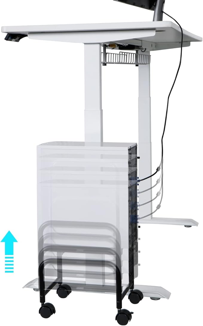 EUREKA ERGONOMIC Computer Tower Stand, Height Adjustable PC Stand for Under Desk, Mobile Rolling CPU Holer with 360° Locking Caster Wheels, Desktop Tower Cart on Floor, Desk Accessories, Steel, Black