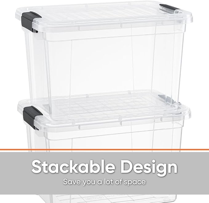 Superio Clear Storage Boxes with Lids, 8.75 Quart Plastic Container Bins for Organizing, Stackable Crates, BPA Free, Non Toxic, Odor Free, Organizers for Home, Office and Dorm, 3 Pack
