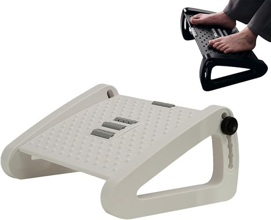 Ergonomic Footrest, Comfort Under Desk Foot Support, 6-Position Multi-angle Adjustable Foot Pedal, Ergonomic Posture Support, Footrest for Office and Home (White)