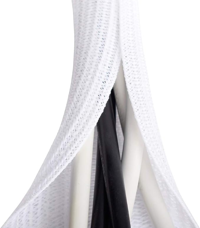 6.6ft - 1.2 inch White Cable Sleeve, Cable Organizer for Desk PC TV Computer, Wire Protector Cable Wrap Cover, Cord Management for Home Office