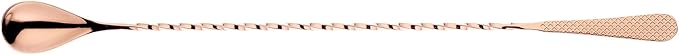 Barfly 13.2-inch Diamond Lattice Etch Bar Spoon, Copper Plated