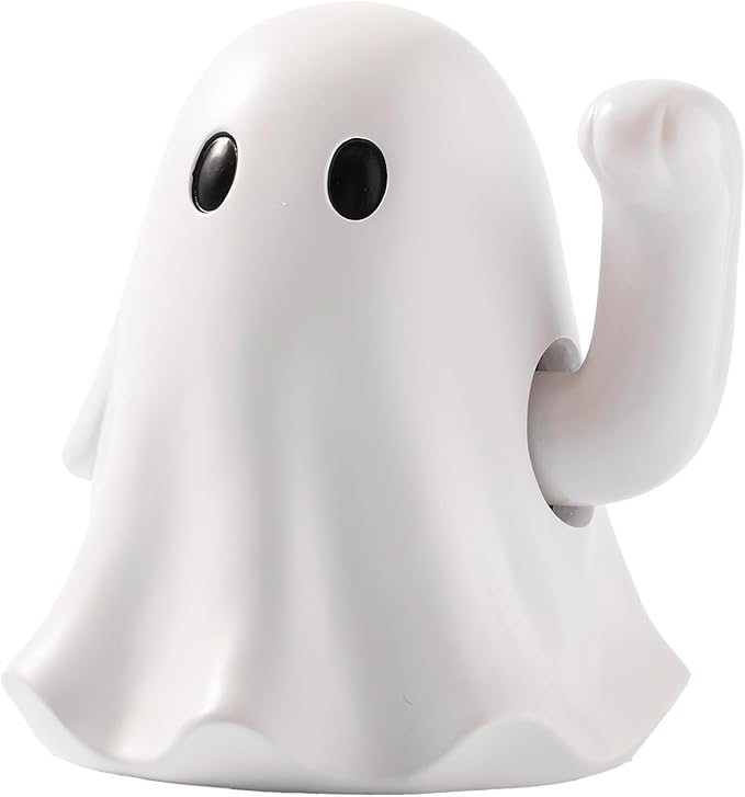 WDS WONDROUS Halloween Decor Ghost Figurine Decoration Waving Hand Lucky – Resin Funny Ghost Statue with Shaking Arm – Halloween Decor Indoor, Spooky Tabletop for Home Office Party Gifts
