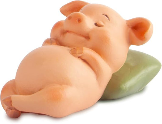 Pig Statue Mini Pig Figurine, Resin Home Decor, Lucky Animal Garden Statue for Micro Landscape (Pigs in The Lunch Break)
