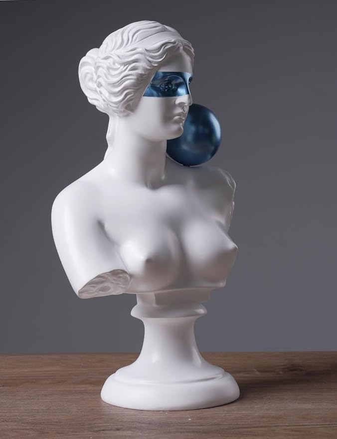 Abstract Sculpture Decor Modern Arts Greek Bust Figurine Table Centerpiece Statue Polyresin White 13.8 inch