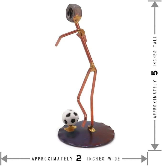 Soccer Man Collectible Handmade Metal Art Figurine, Desk Accessories, Trophy, Boss Gift, Office Décor, Business Professional, Sports