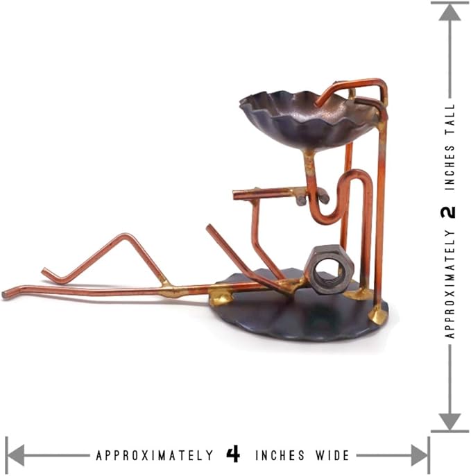 Plumber from Handmade Metal Figurine - Hand Welded Metal Art and Recycled Metal Sculptures - Unique Desk Accessories, Office Decor, & Plumber Gifts - Made in The USA
