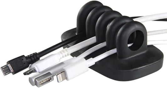 Desktop Cable Organizer, Weighted, No Bad Smell, Bundled with 4 Reusable Cable Ties (Black)